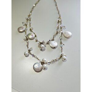 **Sale** DOL 2 strand cut AB crystals and pearl necklace